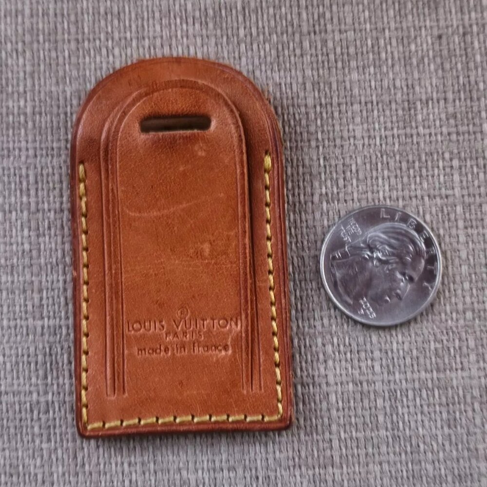 Louis Vuitton Name Tag Tan Genuine Leather Luggage Tag Made in France - Picture 7 of 10